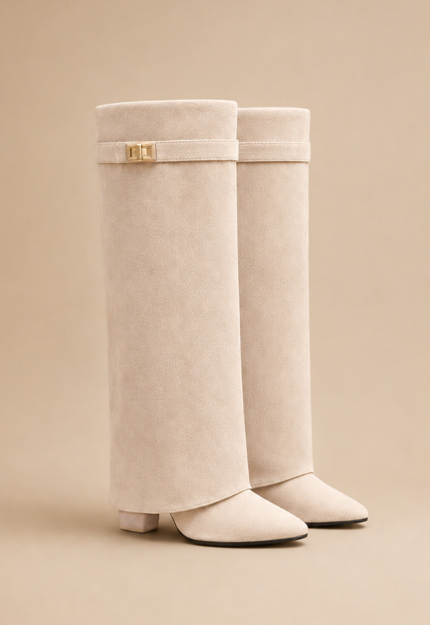 Jess Boots Beige Suedine