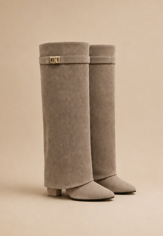 Jess Boots Taupe Suedine