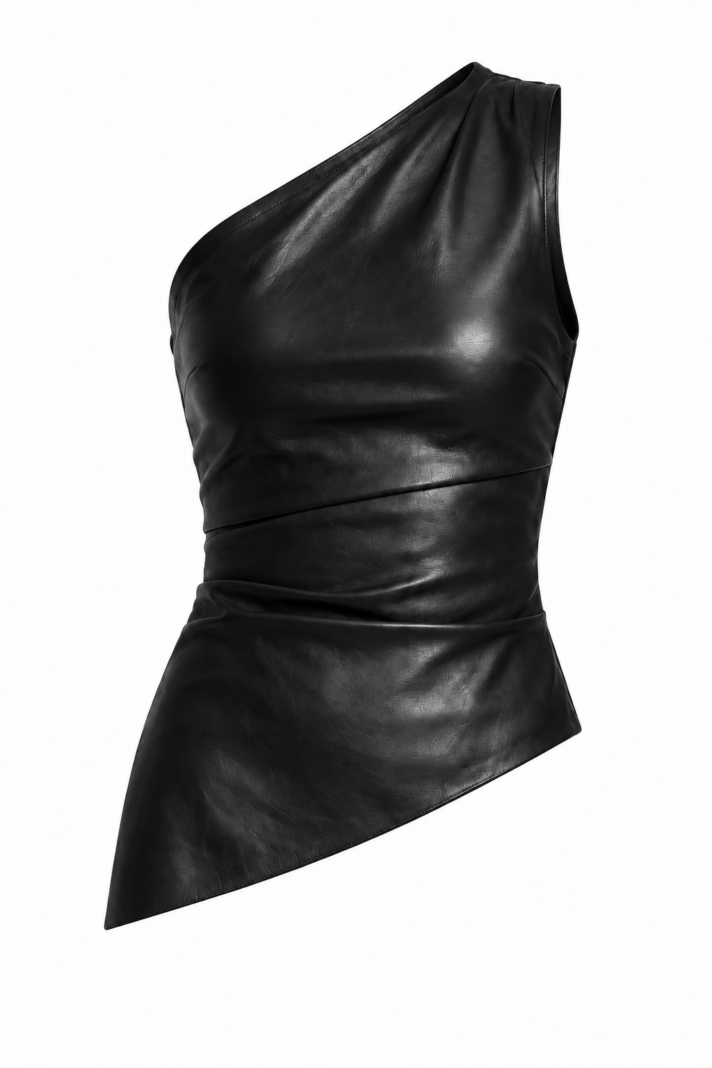 One Shoulder Top in Lederoptik