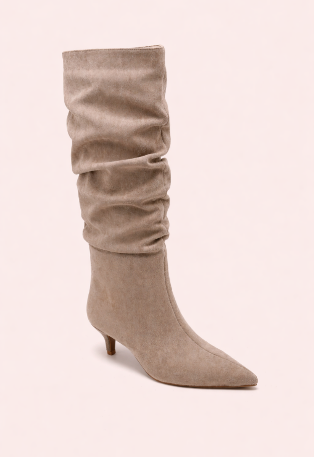 June Boots Taupe Suedine