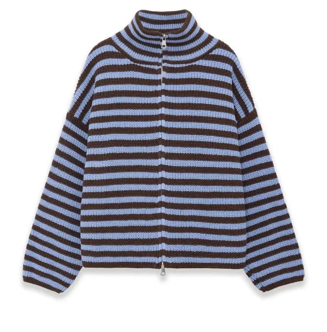 Strickjacke mit hohem Kragen und Reißverschluss