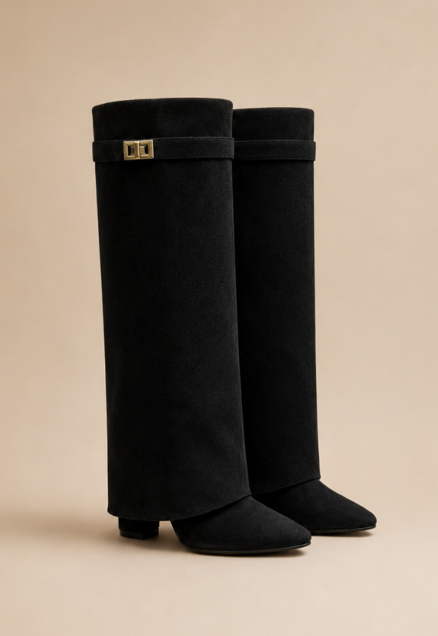 Jess Boots Black Suedine