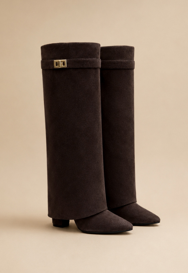 Jess Boots Brown Suedine