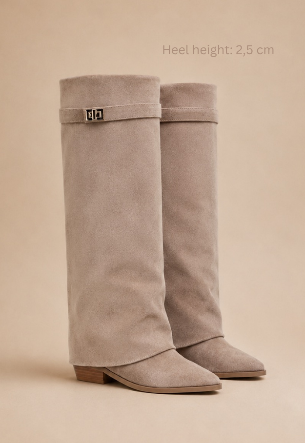 Jess Boots Taupe Suedine Short