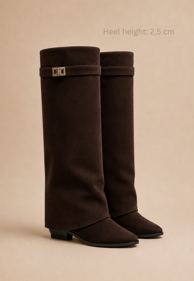 Jess Boots Brown Suedine Short