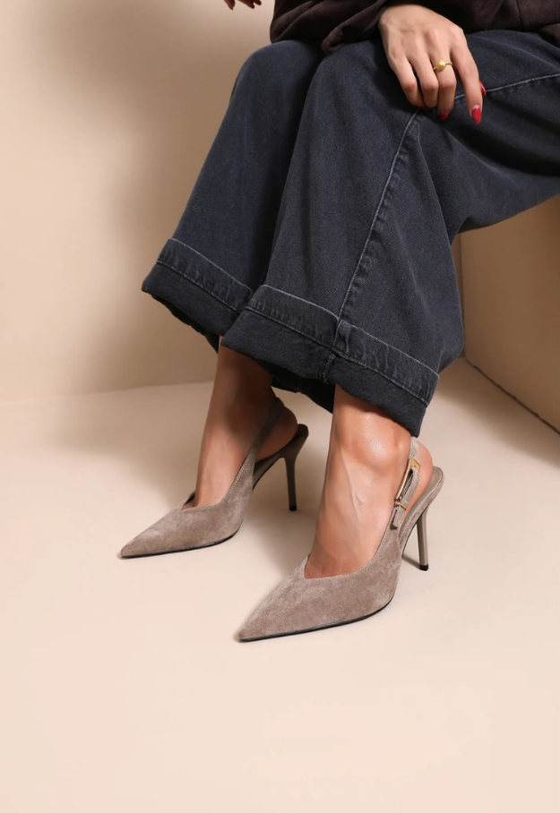 Olive Classic Heels Taupe
