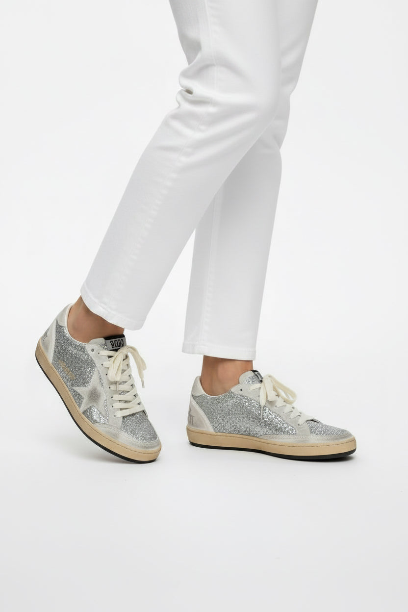 Signature Star Sneaker – Silver Glitter