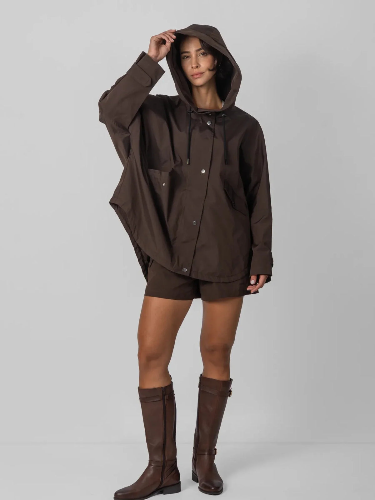 STM-TEX™ Mid Length One Size Adjustable Hem Oversized Rain Jacket - PUFFITPK26