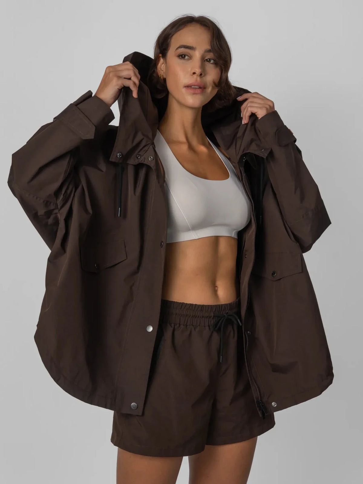 STM-TEX™ Mid Length One Size Adjustable Hem Oversized Rain Jacket - PUFFITPK26